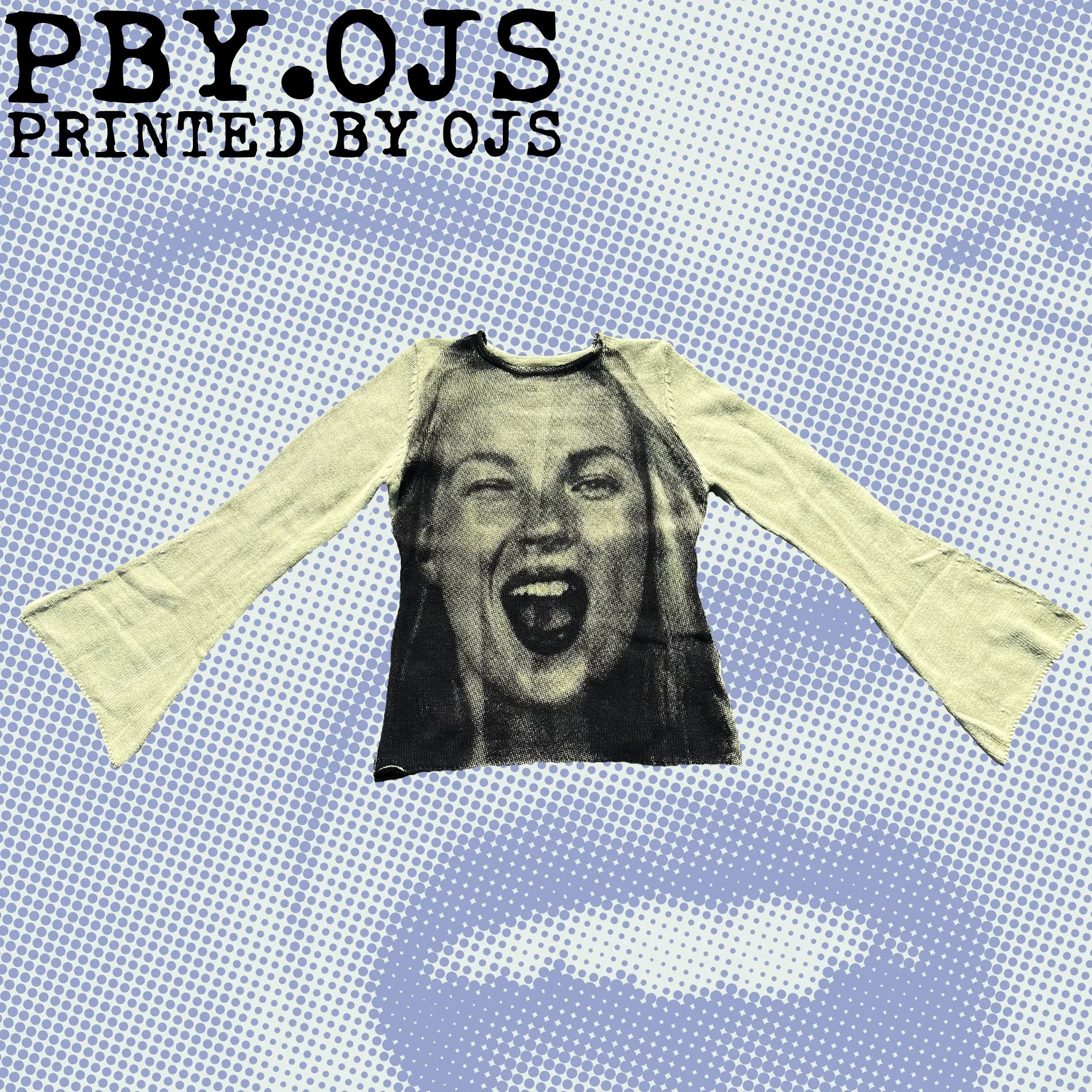 KATE MOSS PRINT ON GREEN CROPPED KNIT — PBY.OJS